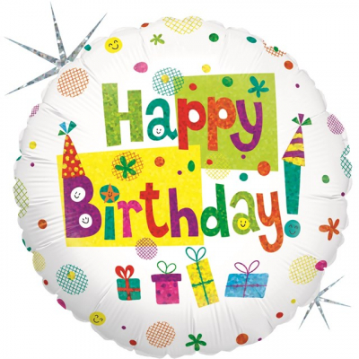 Balónek foliový Happy Birthday barevné dárky ALBI ALBI