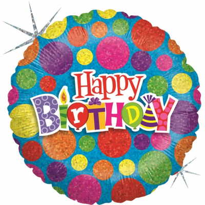 Balónek foliový Happy Birthday barevné puntíky ALBI ALBI
