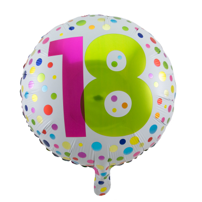 Balónek foliový Happy Birthday jubileum 18 neon s puntíky ALBI ALBI
