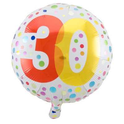 Balónek foliový Happy Birthday jubileum 30 neon s puntíky ALBI ALBI
