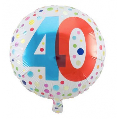Balónek foliový Happy Birthday jubileum 40 neon s puntíky ALBI ALBI