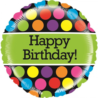 Balónek foliový Happy Birthday zelený pruh ALBI ALBI