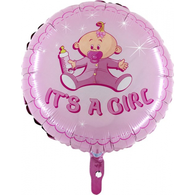 Balónek foliový It´s a girl růžový kulatý ALBI ALBI