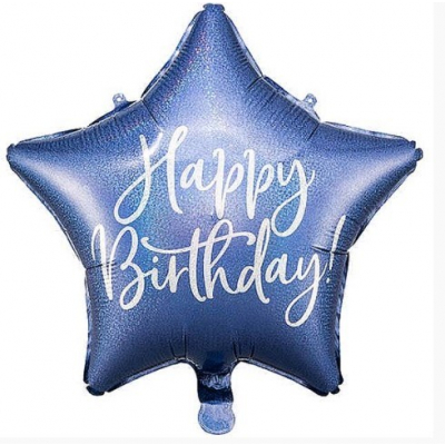 Balónek foliový hvězda Happy Birthday tmavě modrá ALBI ALBI