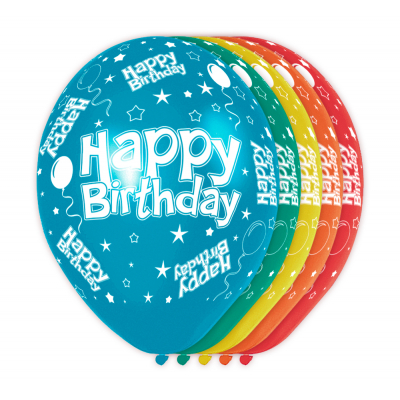 Balónky latexové Happy Birthday barevné s hvězdičkami 5 ks ALBI ALBI
