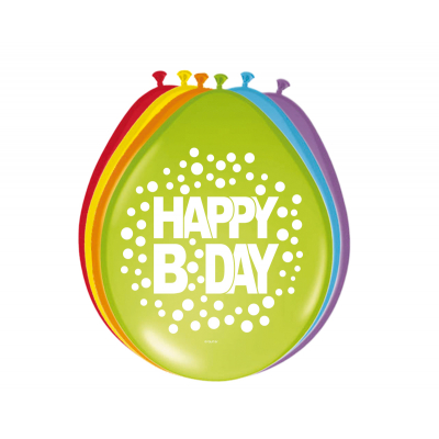 Balónky latexové Happy Birthday barevné s puntíky 8 ks ALBI ALBI