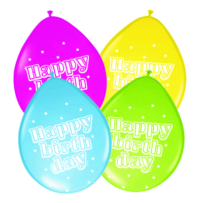 Balónky latexové Happy Birthday neon s puntíky 8 ks ALBI ALBI