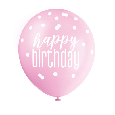 Balónky latexové Happy Birthday růžové/fialové/bílé perleť. 6 ks ALBI ALBI