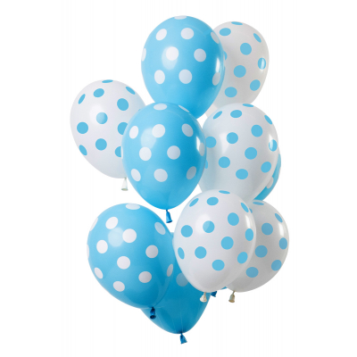 Balónky latexové modré a bílé s puntíky 12 ks ALBI ALBI