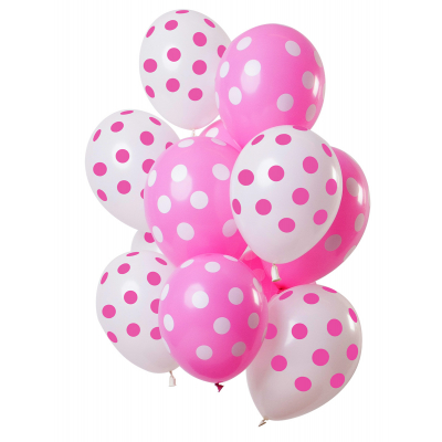 Balónky latexové růžové a bílé s puntíky 12 ks ALBI ALBI