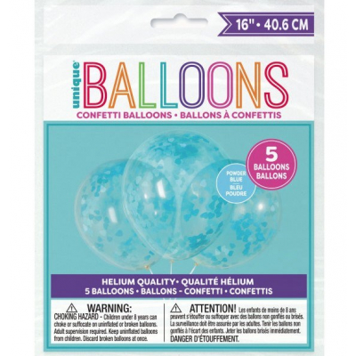 Balónky latexové s konfetami modrá srdíčka 5 ks ALBI ALBI