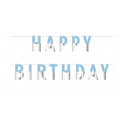 Banner Happy Birthday modro-stříbrný 1