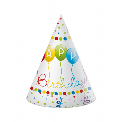 Čepičky Happy Birthday balóny barevné 6 ks ALBI ALBI