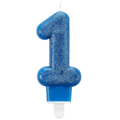 Svíčka dortová glitr modrá číslo 1 ALBI ALBI
