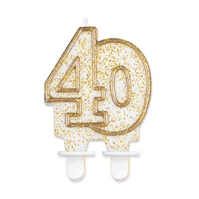 Svíčka dortová jubileum gold/bílá číslo 40 ALBI ALBI