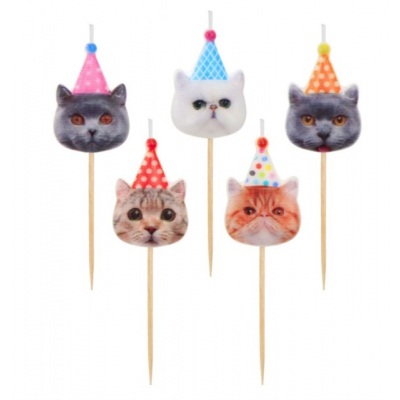 Svíčky dortové 5 ks kočky s čepičkami ALBI ALBI