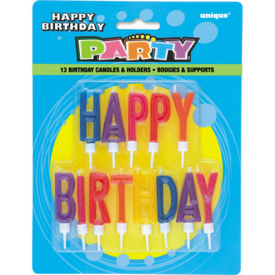 Svíčky dortové Happy Birthday 13 ks barevné 5 cm ALBI ALBI