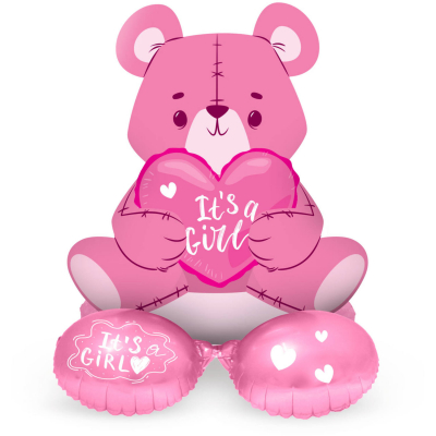 Balónek AirLoonz It´s a girl medvěd růžový 61 cm ALBI ALBI