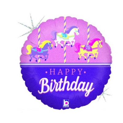 Balónek foliový Happy Birthday koníci kolo ALBI ALBI