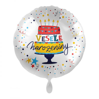 Balónek foliový Veselé narozeniny dort barevný ALBI ALBI