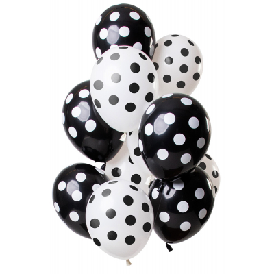 Balónky latexové černé a bílé s puntíky 12 ks ALBI ALBI