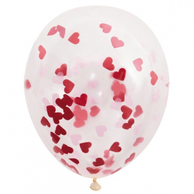 Balónky latexové s konfetami červená/růžová srdíčka 5 ks ALBI ALBI