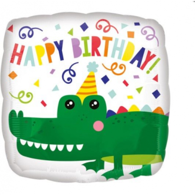 Balónek foliový Happy Birthday krokodýl čtverec ALBI ALBI