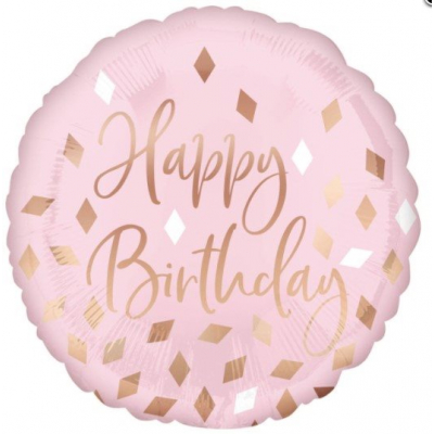 Balónek foliový Happy Birthday rose gold s konfetami ALBI ALBI