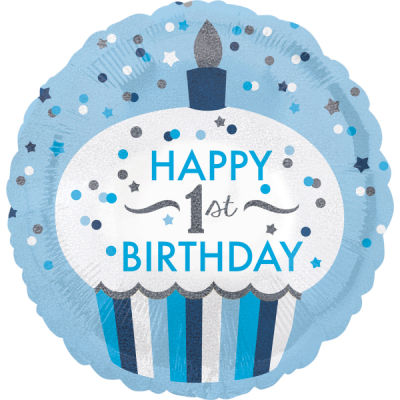 Balónek foliový 1.narozeniny Cupcake modrý ALBI ALBI