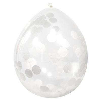 Balónky latexové s konfetami bílé s puntíky 4 ks ALBI ALBI