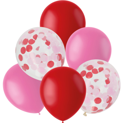 Balónky latexové s konfetami růžové a červené 6 ks ALBI ALBI