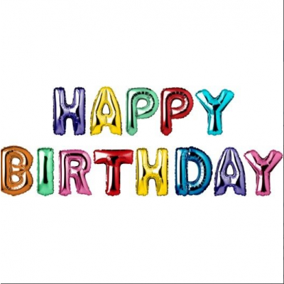 Balónek foliový barevný nápis Happy Birthday ALBI ALBI