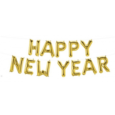 Balónek foliový zlatý nápis Happy new year ALBI ALBI