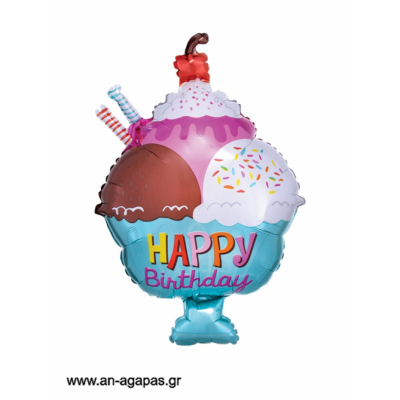 Balónek fóliový Happy Birthday zmrzlinový pohár ALBI ALBI
