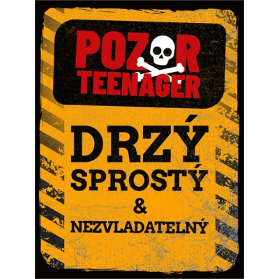 Plechová cedule - Pozor teenager! Postershop Postershop