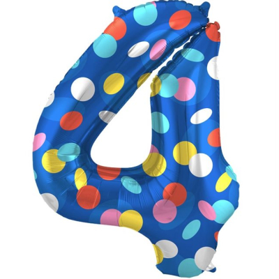 Balónek fóliový 86 cm číslo 04 barevné puntíky Albi Albi