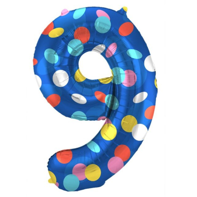 Balónek fóliový 86 cm číslo 09 barevné puntíky Albi Albi