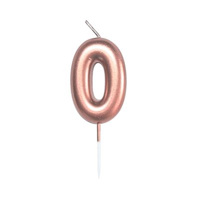 Svíčka dortová rose gold 5 cm číslo 0 Albi Albi