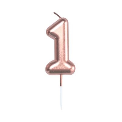 Svíčka dortová rose gold 5 cm číslo 1 Albi Albi