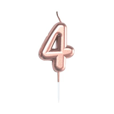 Svíčka dortová rose gold 5 cm číslo 4 Albi Albi