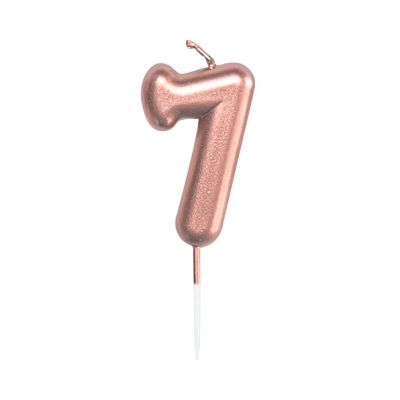 Svíčka dortová rose gold 5 cm číslo 7 Albi Albi