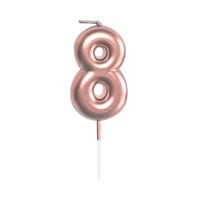Svíčka dortová rose gold 5 cm číslo 8 Albi Albi